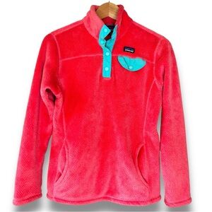 Patagonia Coral Pink Turquoise Re-Tool Snap T Pullover Size S